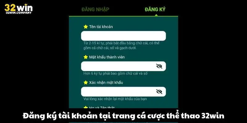 Đăng ký tài khoản tại trang cá cược thể thao 32win