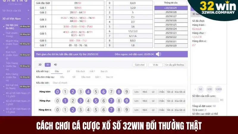 Cách chơi xổ số 32win săn tiền thưởng chi tiết