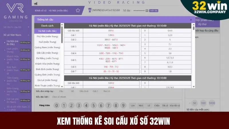 Xem thống kê soi cầu xổ số 32win chuẩn chọn kèo cược chính xác