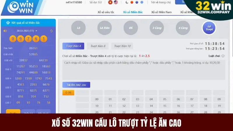 Chốt kèo lô trượt đánh xổ số trực tuyến tỷ lệ ăn cao